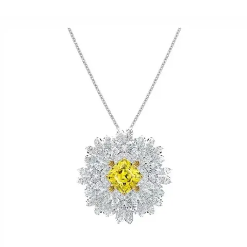 Yellow Stone Sunburst Pendant Necklace